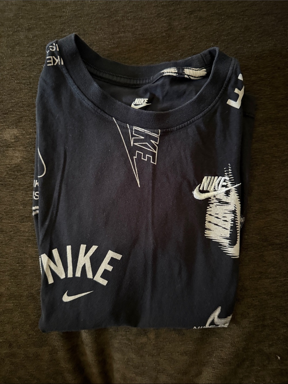 Nike Black T-Shirt with White Logo Prints